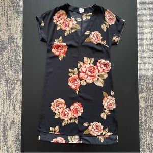 TARGET A New Day Dress, Size: Extra Small; Black, V-Neck Dress with rose prints